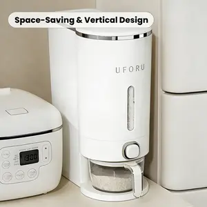 insect-proof airtight Rice Dispenser with Measuring Cups - Moisture-Resistant Plastic, Airtight Grain Storage Container for Soybeans, Corn & Cereals,pet food,cat food,dog food,suitable for kitchen and food storage room