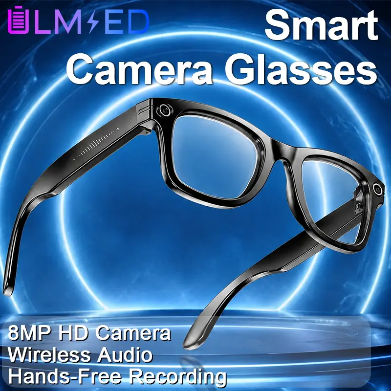 ULMIED Multifunctional Bluetooth Integrated Smart Glasses - 8MP HD Recording, Hands-Free Photo & Video Capture, Wireless Audio, Black Frame Photochromic Lens, Mens Gifts, Cool Gadgets, Travel Use