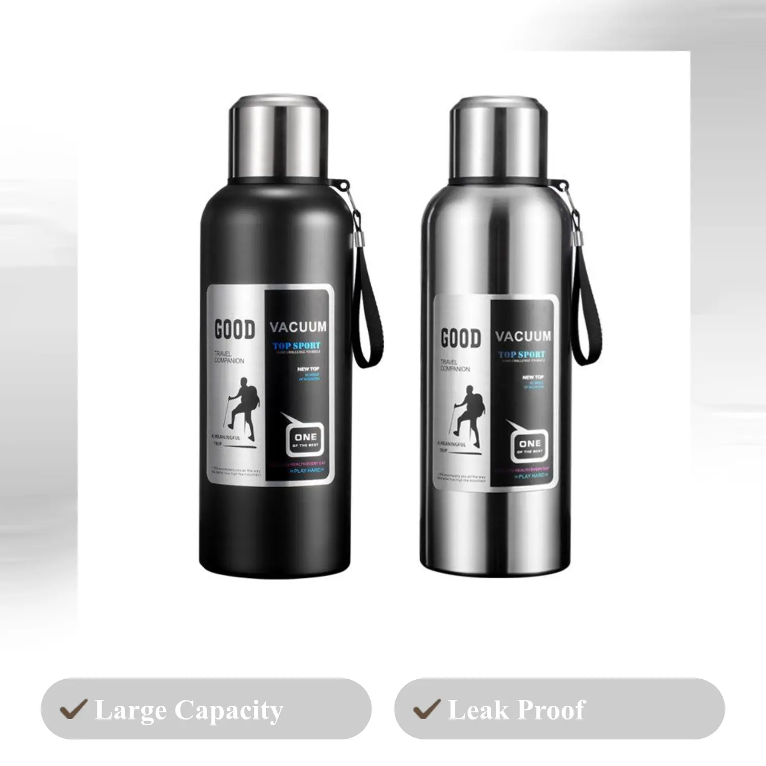 Large Capacity Insulated Sports Water Bottle Full Stainless Steel Gigantic Keep Temperature Cold Hot Leak Proof Portable Spray Cooling Water Bottle For Outdoor Summer