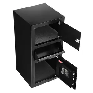 【DealsForYouDays】VEVOR 3.6 Cubic Feet Drop Safe, Large Capacity Front Drop Slot Safe Box with Digital Keypad, Heavy Duty 3 Tiers Cash Depository Box with Spare Keys for Cash, Bank Slip, Jewelry, Document, Bill, Black