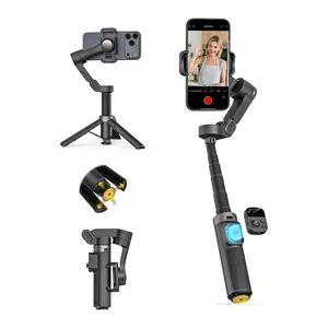 2026 New 3-Axis Gimbal Stabilizer with Extendable Selfie Stick  - Auto Unfold Phone Stand for Video Recording, 360° Face/HGesture Tracking, Remote Control, Tripod Included for Smartphone Vlogging, Compatible with iPhone & Android