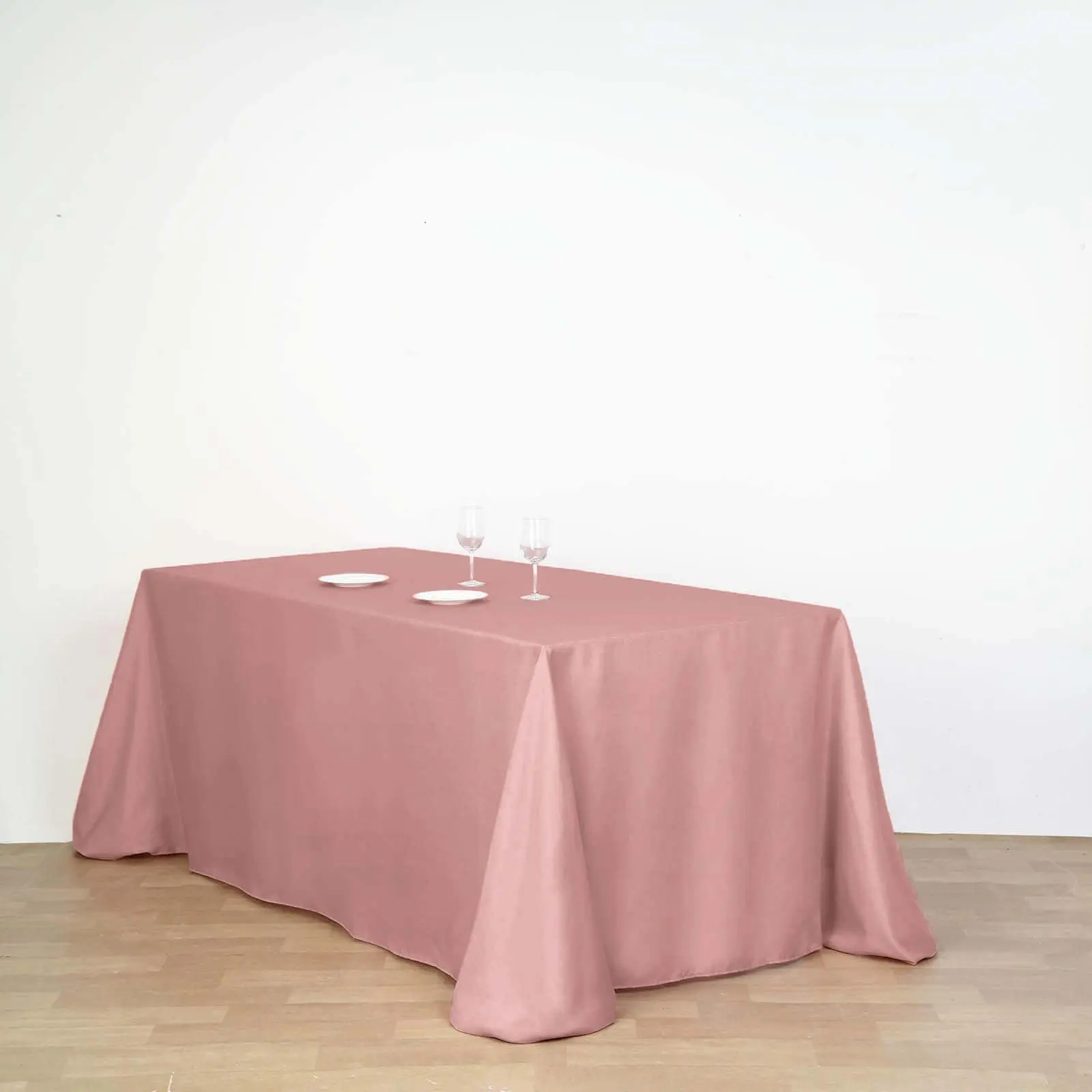Polyester Rectangle Tablecloth, 90"x156" Dusty Rose with Seamless Finish, Machine Washable for Event, Party, Wedding Decoration