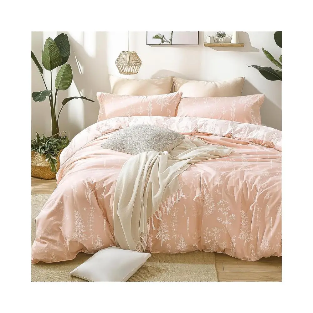 Dusty Rose Pink Twin Comforter Set - Twin XL Size Comforter Set Dorm Bedding, 2 Pieces Cute Floral Bedding, Reversible Flowers Comforter, 1 Comforter & 1 Pillow Sham