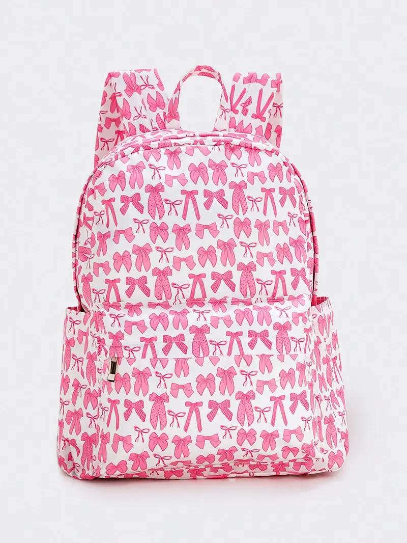Pink Bow print Kids backpack