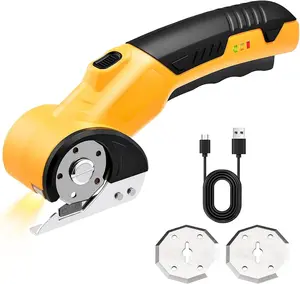 High Speed Cardboard , Box  Fabric Scissor with Safety Lock, LED Light & Replacement , Rechargeable Cordless Electric  for Cardboard, Fabric, Leather, Carpet