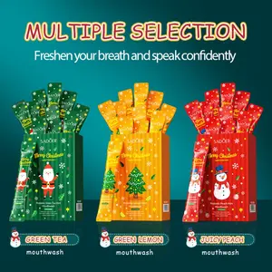 Christmas Probiotic Mouthwash Sadoer Lemon Mint Fresh Breath Daily Cleaning Oral Care, Refreshing Dental Hygiene Solution