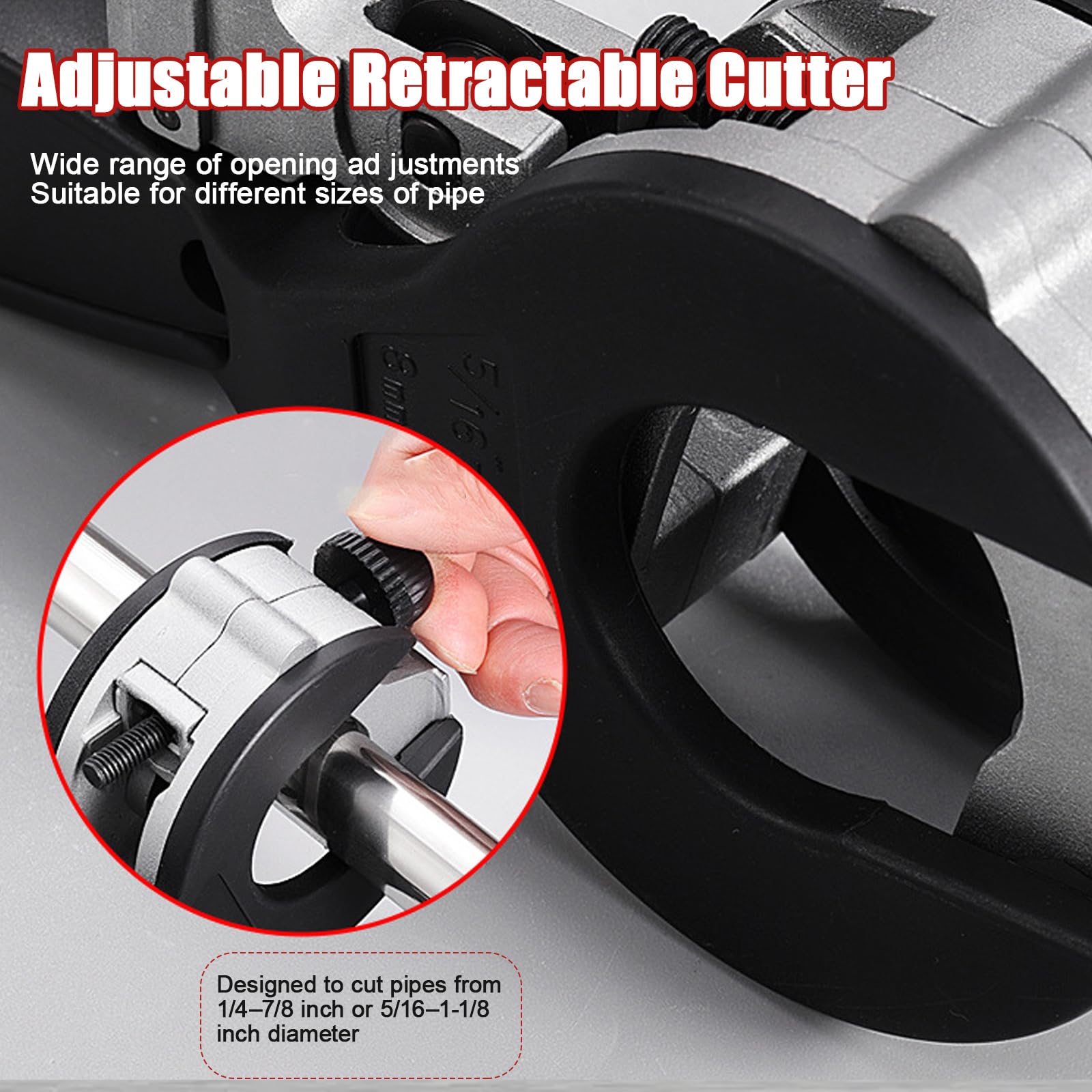 Ratchet Pipe Cutter,One Hand Fast Pipe Cutting Tool for Cutting 5/16" to 1-1/8" Tubing,Repair Tool Copper Pipe Cutter, 2 In 1 Tube Cutter, PVC, Soft Metals