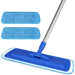 17.5-Inch Professional Microfiber Flat Mop Floor Cleaning Mop with Stainless Steel Handle, 2 Reusable Washable Mop Pads, Wet & Dry Dust Mopping for Hardwood, Vinyl, Laminate, Tile & Other Hard Floors