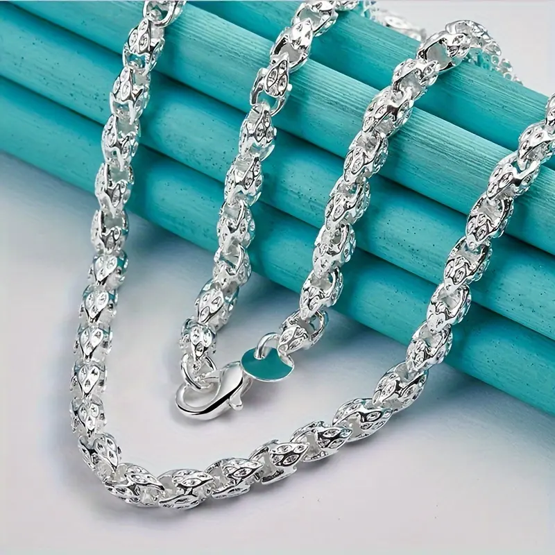 925 Sterling Silver Bamboo Chain Necklace for Adults, Avant-garde Unisex Fashion Jewelry, Hypoallergenic & Nickel-Free, All Seasons, Jewelry For Women, Any Occasion