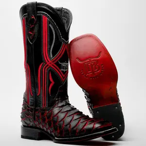 Black Cherry Jumbo Leather Boots - Square Toe