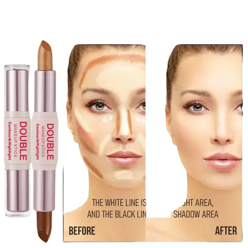 O'CHEAL Double Contour & Highlight Stick, 2-in-1 Cream Bronzer Highlighter for All Skin Tones Makeup Blend