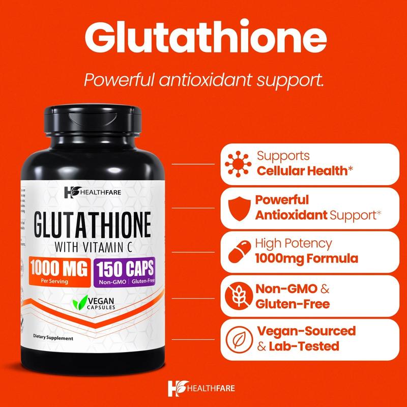 Glutathione 1000mg GSH L-Glutathione Reduced 150 Capsules Antioxidant