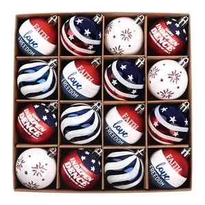 Valery Madelyn 4th of July Decorations, Patriotic Ornaments for Tree Decor, 16ct 2.36inch Red White and Blue Shatterproof Americana Fourth of July Decor for Christmas Independence Memorial Day Party