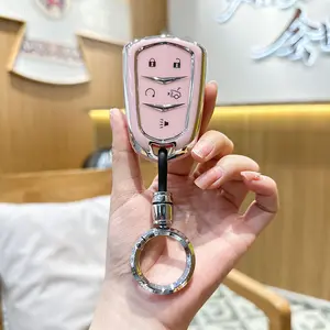 For Cadillac Key Fob Cover, Premium Soft TPU Key Case Shell for Cadillac Escalade 2015-2019 CTS XTS ATS STS XT4 XT5 CT6 SRX Smart Key Holder Car Accessories