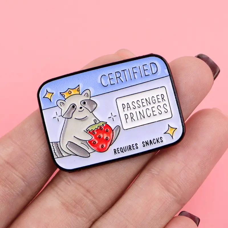 Adorable Strawberry Raccoon & Quote Enamel Pin, Cute Zinc Alloy Unique Design Badge, Women's Backpack Accessory, Fashion Jewelry Gift, Emblem Badge Decoration, Enamel Lapel Pins, Brooch Pins