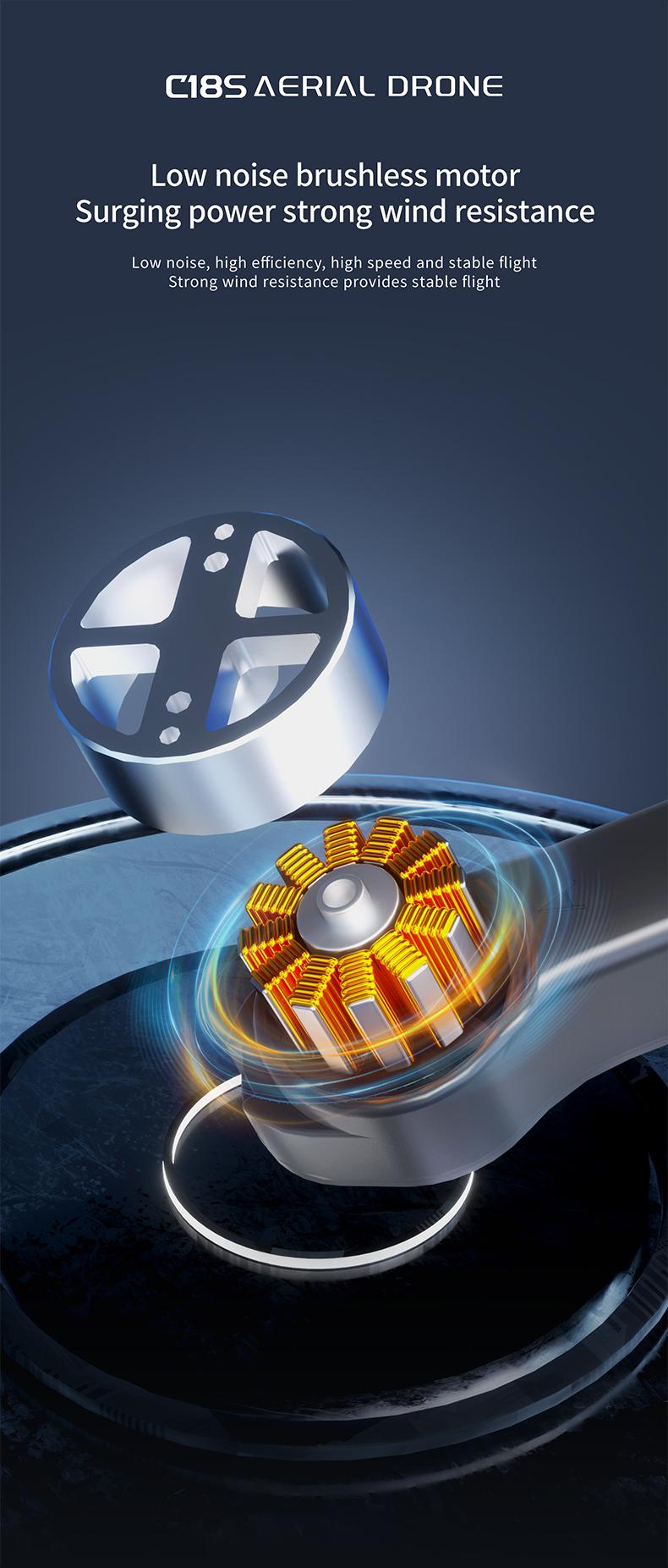 Aerial Drone C18s Pro 2026 - GPS Positioning, 4K UHD EISCamera, 5G WiFi FPV, Brushless Motors, Optical Flow Hover,Intelligent Obstacle Avoidance, Auto Return, 360° Stunt Roll,Two Batteries