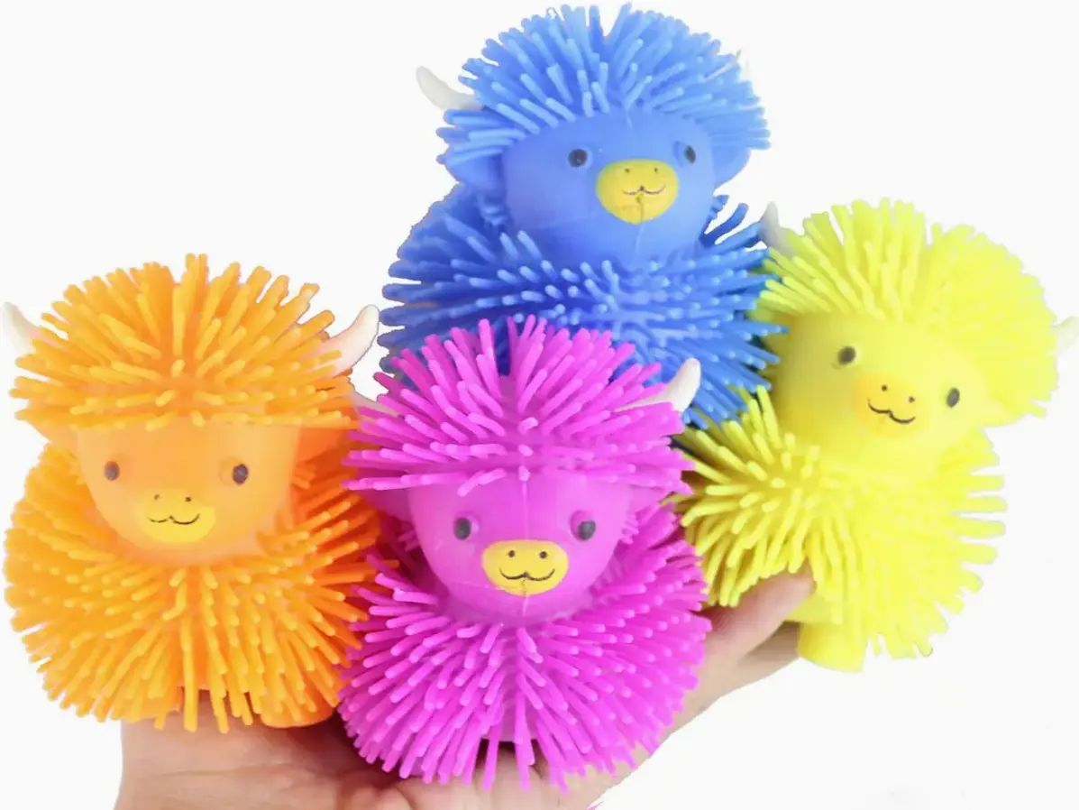 Highland Cow Puffer Ball – Random Color - Soft Squishy Sensory Fidget Toy
