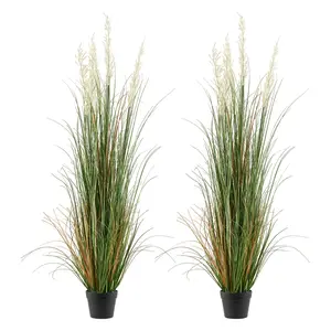 VEVOR Artificial Grass Plant, 2 Pack 59 inch Faux Reed Flower Grass in Pot, Premium PVC Fake Greenery Shrubs Plant for Indoor Outdoor House Home Garden Office Room Decor, Housewarming, Green
