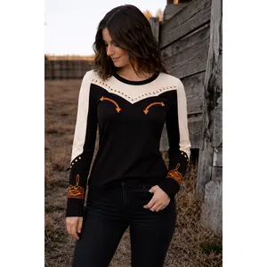 EMBROIDERED BOOT STITCH STUD TOP *Final Sale*