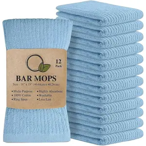 Bar Mop Towels, Pack of 12-16x19 Inches -   Super Absorbent Towels, Multi-Purpose for  and Bar Cleaning (Electric Blue)