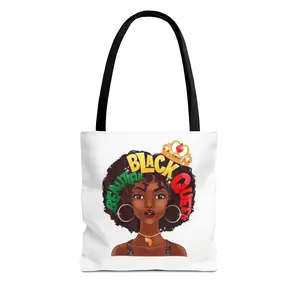 Beautiful Black Queen Illustration Tote Bag | Afrocentric Portrait AOP