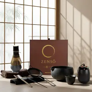 ZENSO Premium Matcha Whisk Set – 10 Piece Japanese Matcha Tea Ceremony Kit| Matcha Bowl, Tea Canister, Purple Bamboo Whisk, Whisk Holder, Sifter, Scoop & Scoop Holder, Tea Cup, Tea Cloth, Tea Spoon
