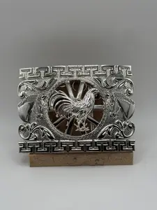 Silver rooster belt buckle