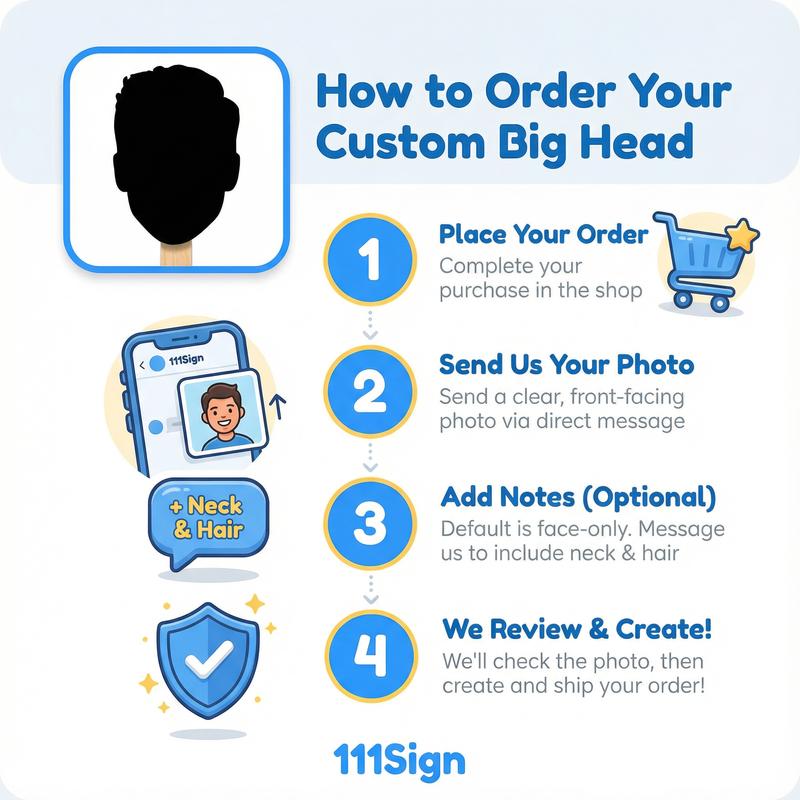 Turn Photo into Giant Big Head Cutout Funny Custom Face Sign for Bachelorette Graduation Pranks Waterproof Handheld Party Prop Made in USA