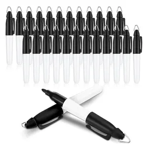 24 Pcs Mini Permanent Markers with Golf Keychain Clips for Nurses Badge Medium Point Ink Pens for Office School Nurses Supplies Outdoor Activities (Black) - Home Improvement.