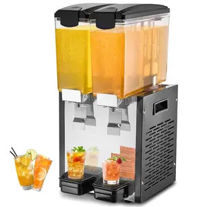【Summervibes】VEVOR Commercial Beverage Dispenser,  2 Tanks 10 L / 10.6 QT Per Tank Juice Dispenser, 270W Stainless Steel Ice Tea Drink Machine with 45°F-54°F Cooling Temperature, for Cold Drink Restaurant Bar Party