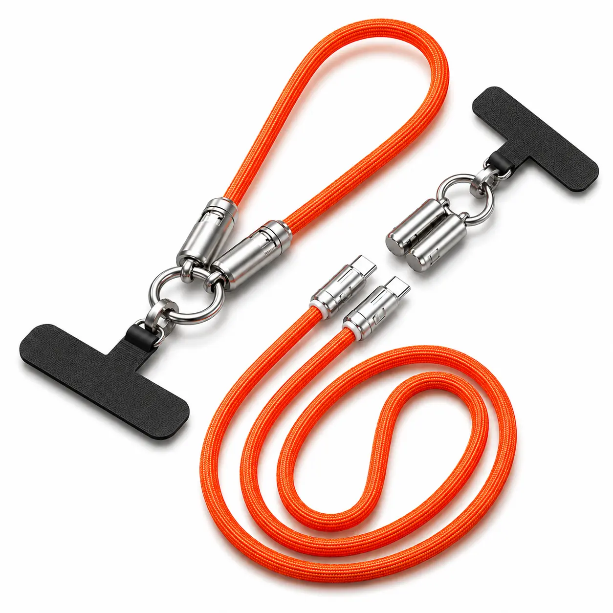 240W USB-C Lanyard Charging Cable, 2-in-1 Phone Strap Fast Charging Data Cord for Phone Tablet Laptop convenient design