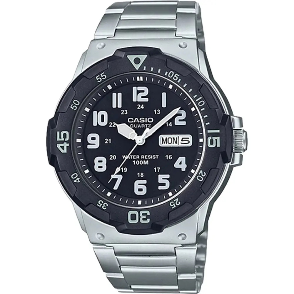 Casio Men's Stainless Steel Water-Resistant Analog Watch with Black Dial - MRW-200HD-1B