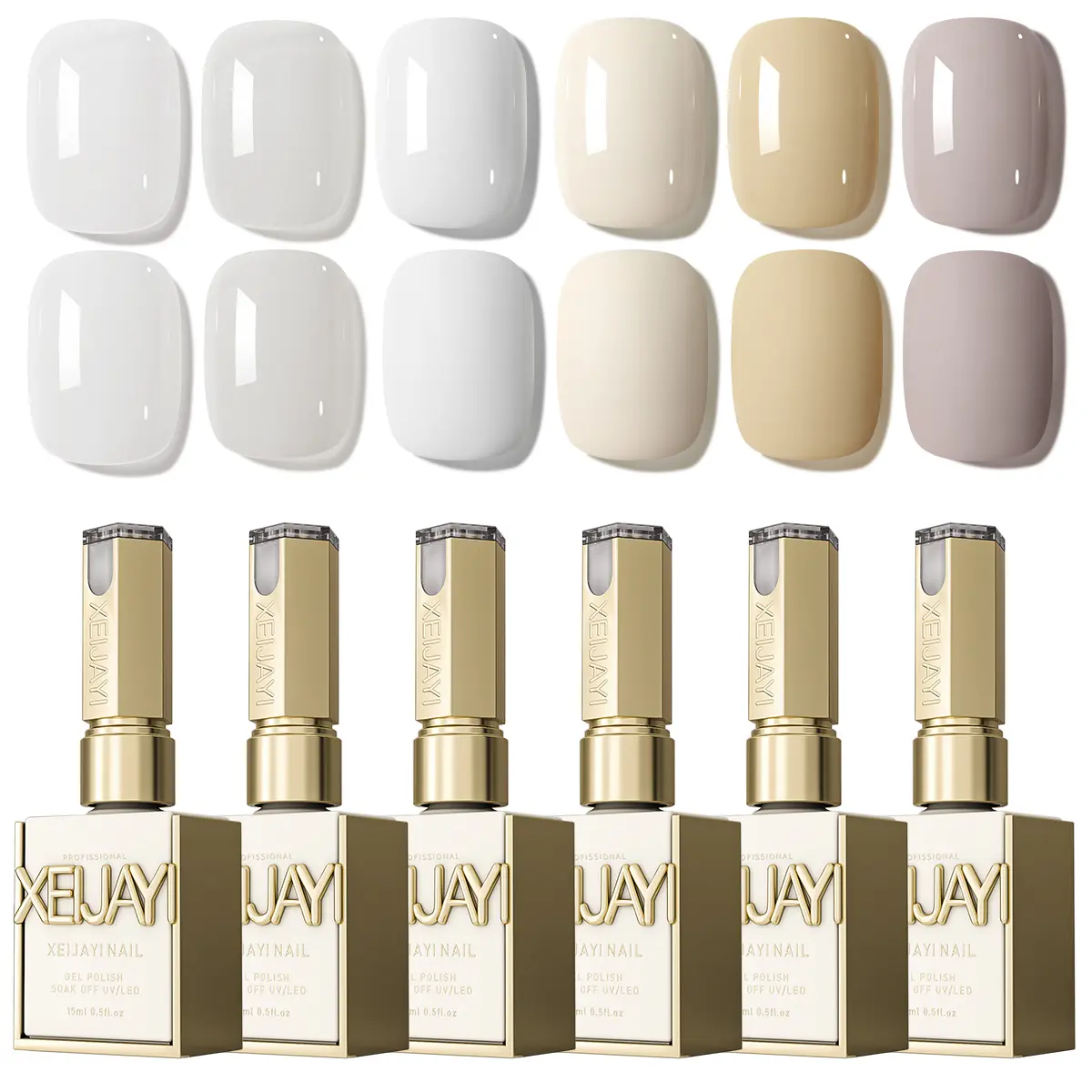 6PCS*15ML 6 Color Yogurt White Gel Nail Polish Set - Alcohol Free, High Saturation, Long Lasting, UV Gel, Nail Art Design