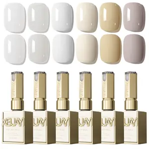 6PCS*15ML 6 Color Yogurt White Gel Nail Polish Set - Alcohol Free, High Saturation, Long Lasting, UV Gel, Nail Art Design