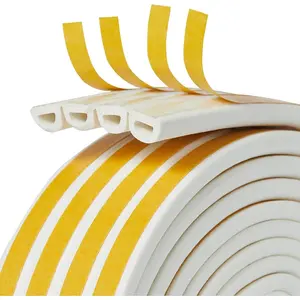 White D-Shape Weather Stripping Seal Strip 33FT Door Window Gap Filler for Insulation Energy Saving,Self-Adhesive Backing Seals Gap from 5/32 to 13/64 Inch