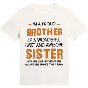 Men's "brother and sister" T-shirt, crew neck casual wear, spring and summer.