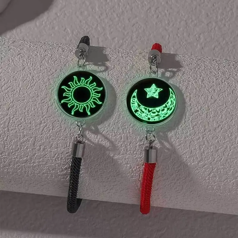 2pcs/set Sun Moon and Stars Glowing Bracelet Set for Boyfriend and Girlfriend Couple's Gifts
