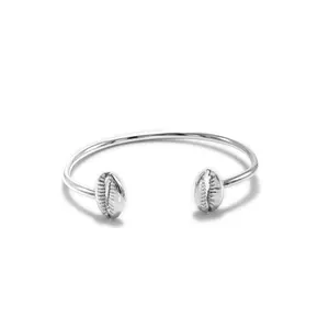 Silver Cowrie Shell Cuff Bracelet