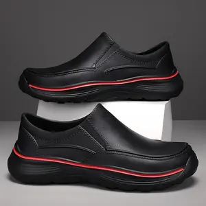 Men’s Solid Color Slip-On Waterproof and Oil-Proof Chef Shoes, Men’s Functional Footwear for Boys