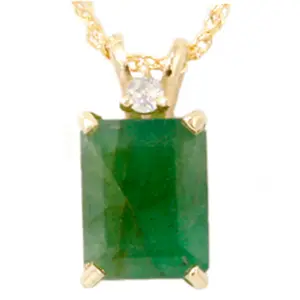 Yellow Gold 1ct Emerald & Diamond Solitaire Pendant