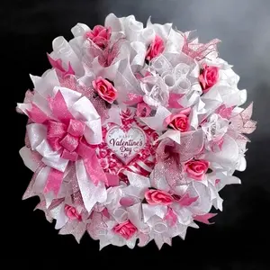 Valentine's Day Pink Roses Door Wreath