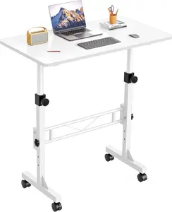 Standing Desk, 32 Inch Portable Small Desk Adjustable Height, Rolling Home Office Desks with Wheels, Sit Stand Desk for Bedroom Walking Pad Home Office Small Space, White