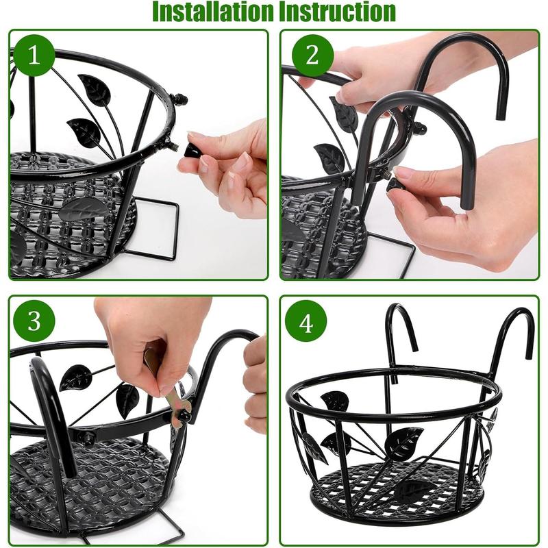 Tosnail 2-Pack Metal Plant Holders for Indoor Outdoor Railings, Fence Plant Hangers, Hanging Flower Baskets for Porch, Balcony, Stair Railing, Black Tosnail 2-Pack Metal Plant Holders for Indoor Outdoor Railings, Fence Plant Hangers, Hanging Flower Baskets for Porch, Balcony, Stair Railing, Black