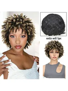 African Braid Wig, Short Dreadlock Wig for Women and Men, Braided Curly Wig, Synthetic Material, No Glue Needed, Glueless Ready To Wear Wig, Synthetic Wigs