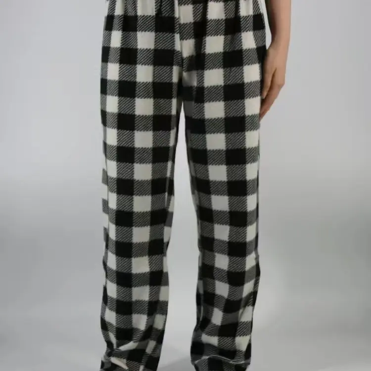 Women Plaid Pajama Pants Fuzzy Pack Long Thermal Lined Buffalo Plaid Pj Bottoms Soft Drawstring Lounge Sleepwear Christmas Cotton Polyester Striped Polka Dot Summer Silk Plain Winter Floral