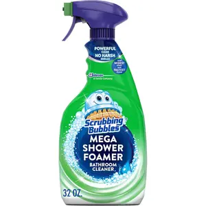 Scrubbing Bubbles Mega Bathroom and Shower Cleaner Spray, Foaming Action Removes Limescale and Soap Scum, Rainshower Scent, 32oz
