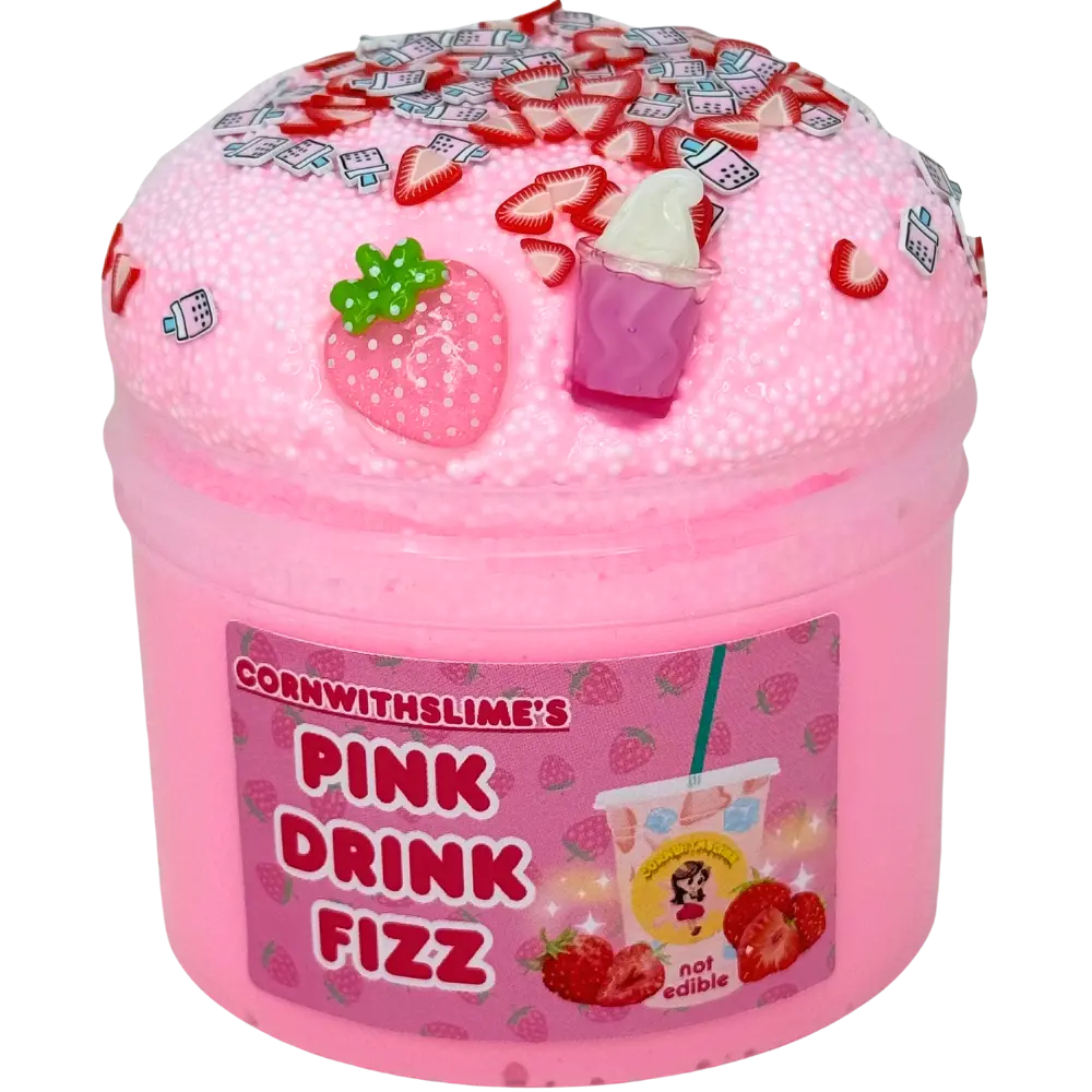 Pink Drink Fizz 8oz Slime Nano Floam Texture Scented Strawberry and Coconut Milk