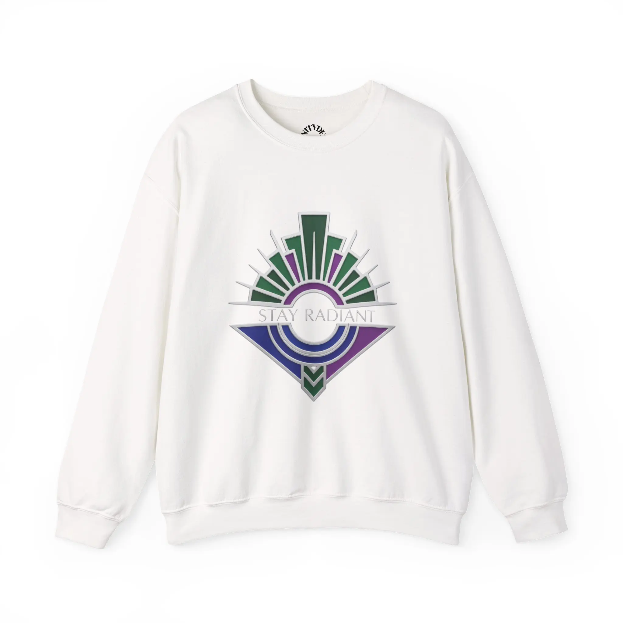 Art Deco Geometric Crest Sweatshirt | chrome accents, geometric luxe