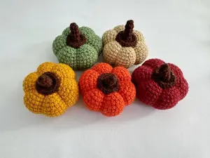 Crochet Pumpkins, knit pumpkins, Set of 5, fall pumpkin decor, Halloween decor, Thanksgiving decor, colorful pumpkins, handmade pumpkins