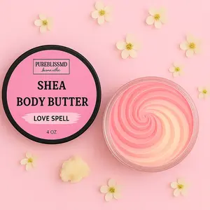 PureBellissimo Whipped Shea Butter Love Spell Scent Handmade 4 oz Natural Aromatic Moisturizing & Soothing Skin Care Product with Floreal Scent
